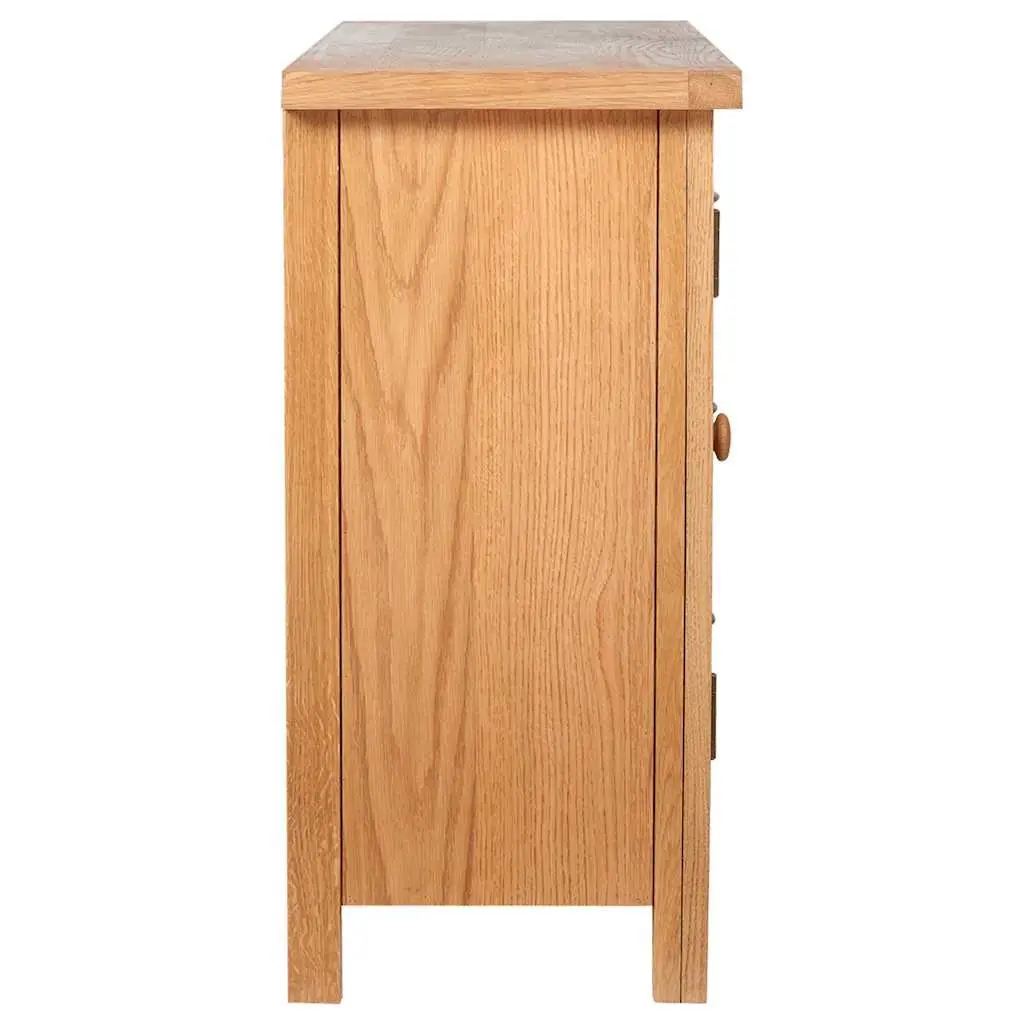 Wooden Sideboard 3 Drawers 2 Cupboards Storage Cabinet Solid Oak Brown