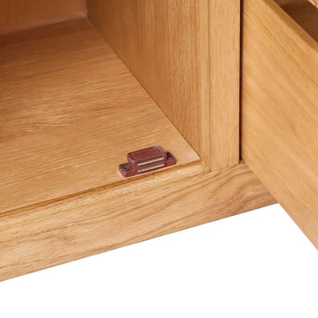 Wooden Sideboard 3 Drawers 2 Cupboards Storage Cabinet Solid Oak Brown