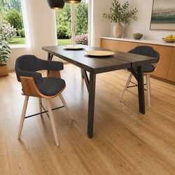 Dining Chairs 2 pcs Grey Bent Wood Frame Fabric Upholstered with Armrests