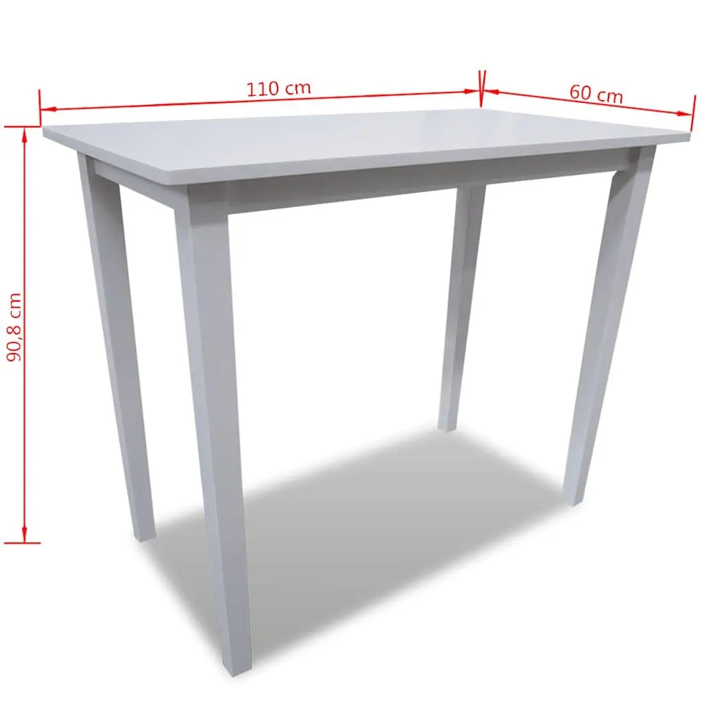 Wooden Bar Table White Real Wood Veneer Top Tall Accent Furniture