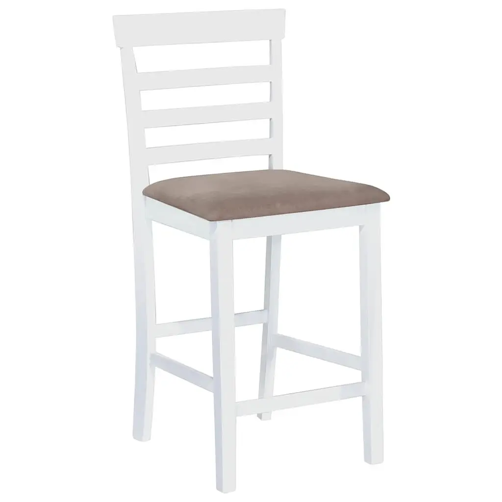 Bar Stools White Fabric Padded Seat Kitchen Dining Chair 2 Piece Set