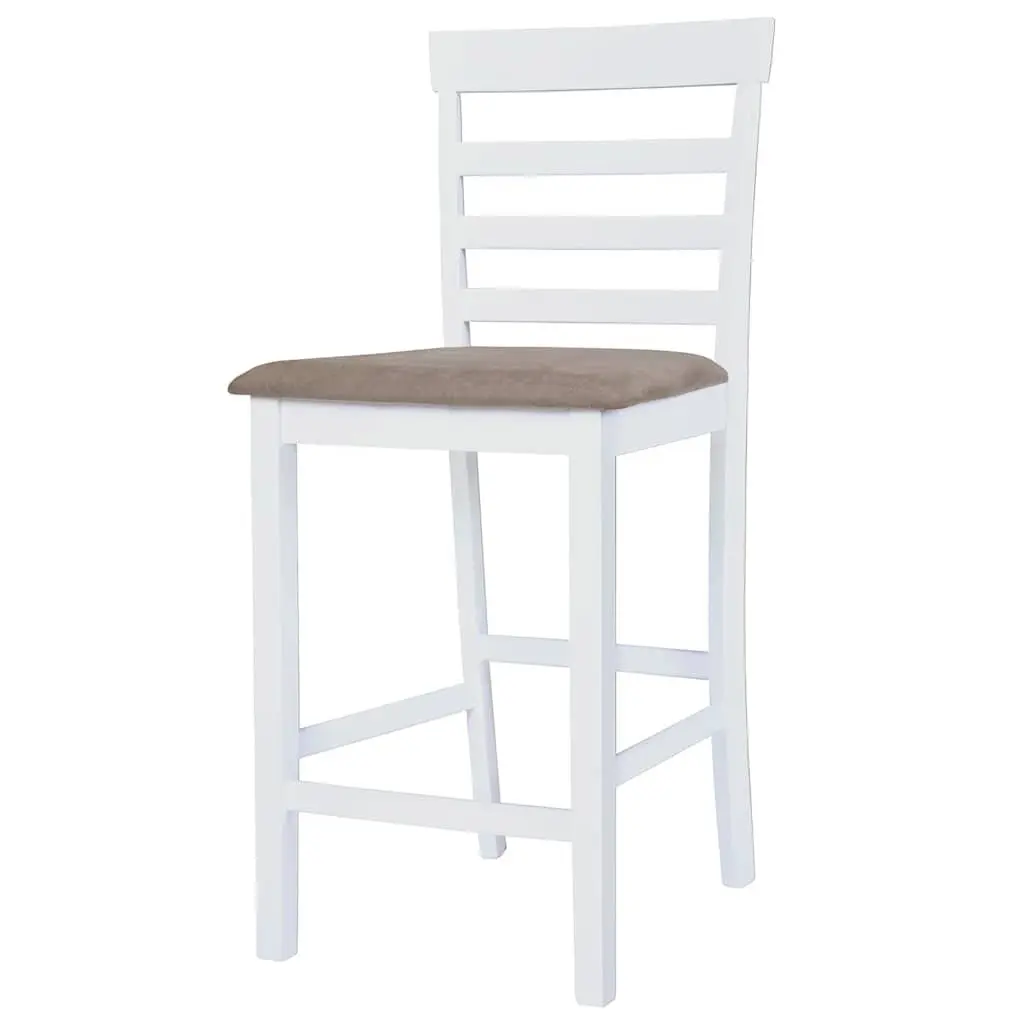 Bar Stools White Fabric Padded Seat Kitchen Dining Chair 2 Piece Set