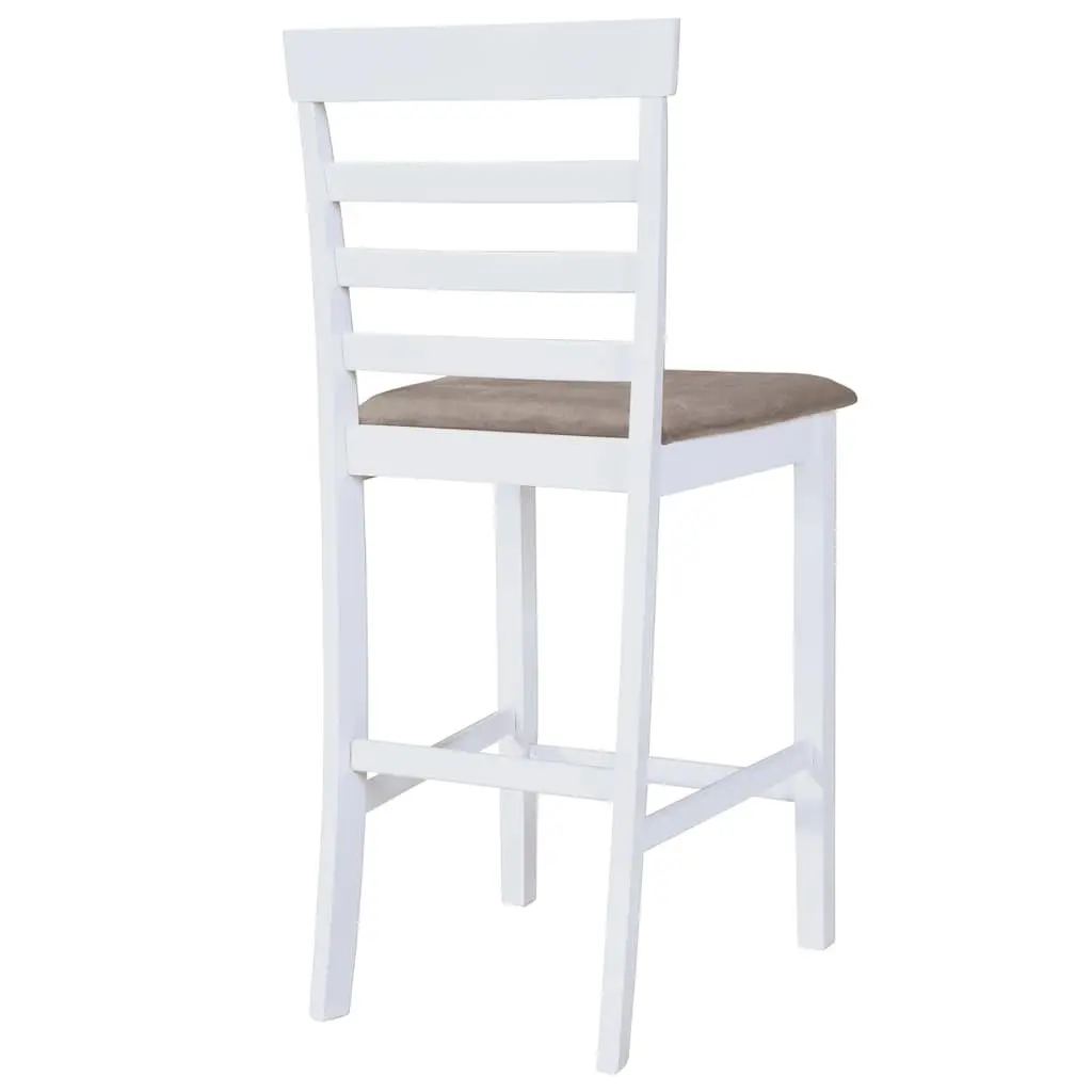 Bar Stools White Fabric Padded Seat Kitchen Dining Chair 2 Piece Set