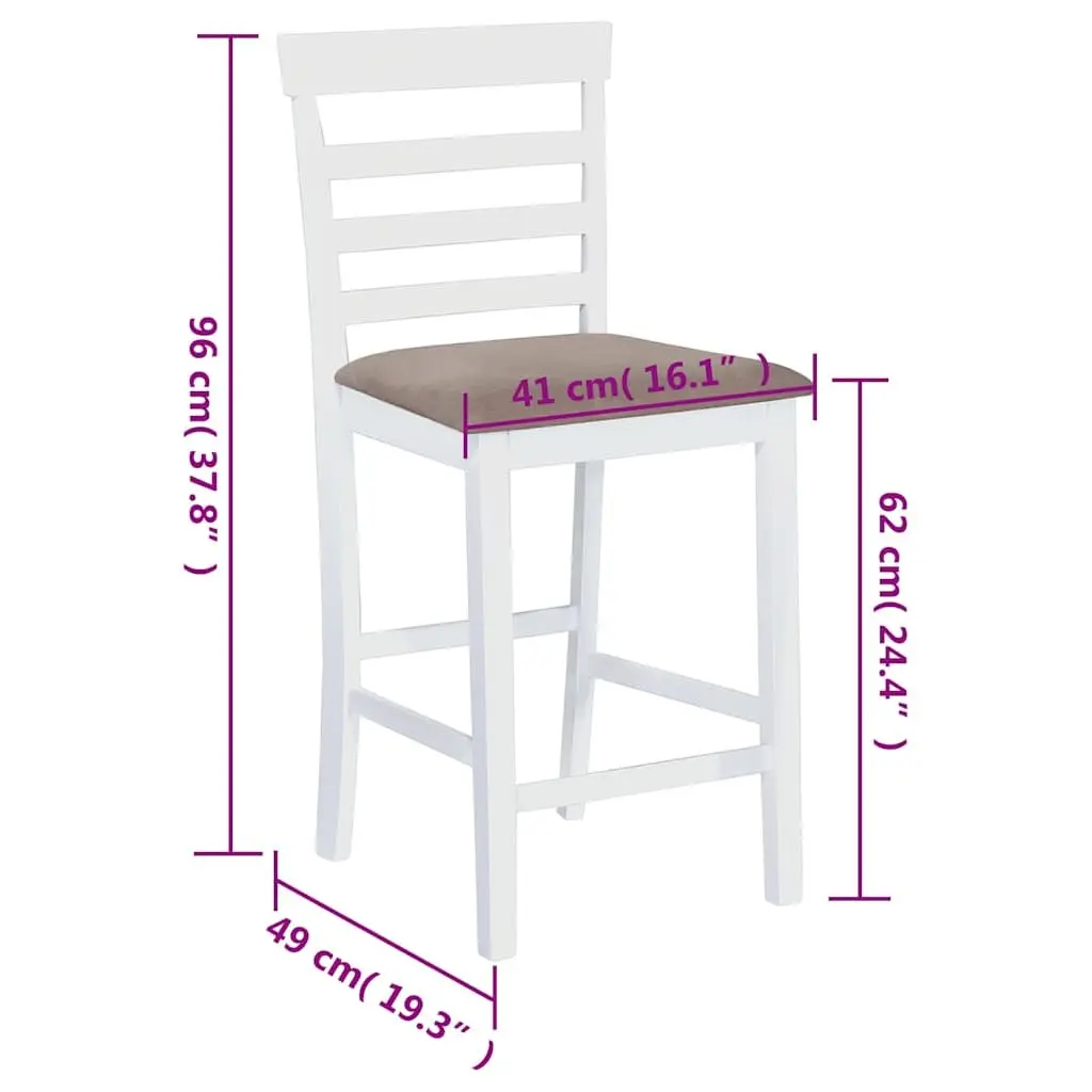 Bar Stools White Fabric Padded Seat Kitchen Dining Chair 2 Piece Set
