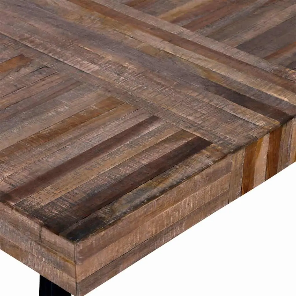 Coffee Table Square Reclaimed Teak Wood Brown Wooden Accent Living Room