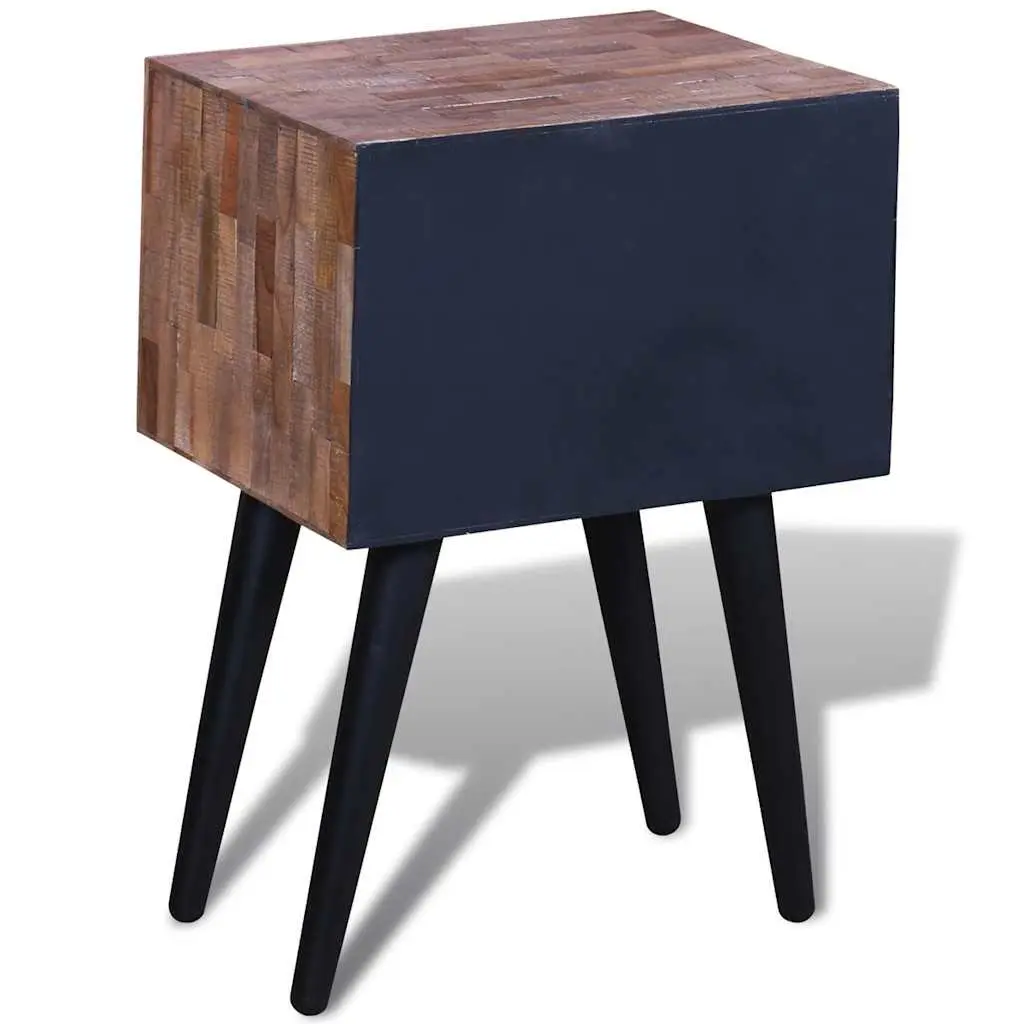 Bedside Table Reclaimed Wood Vintage Brown 2 Drawers