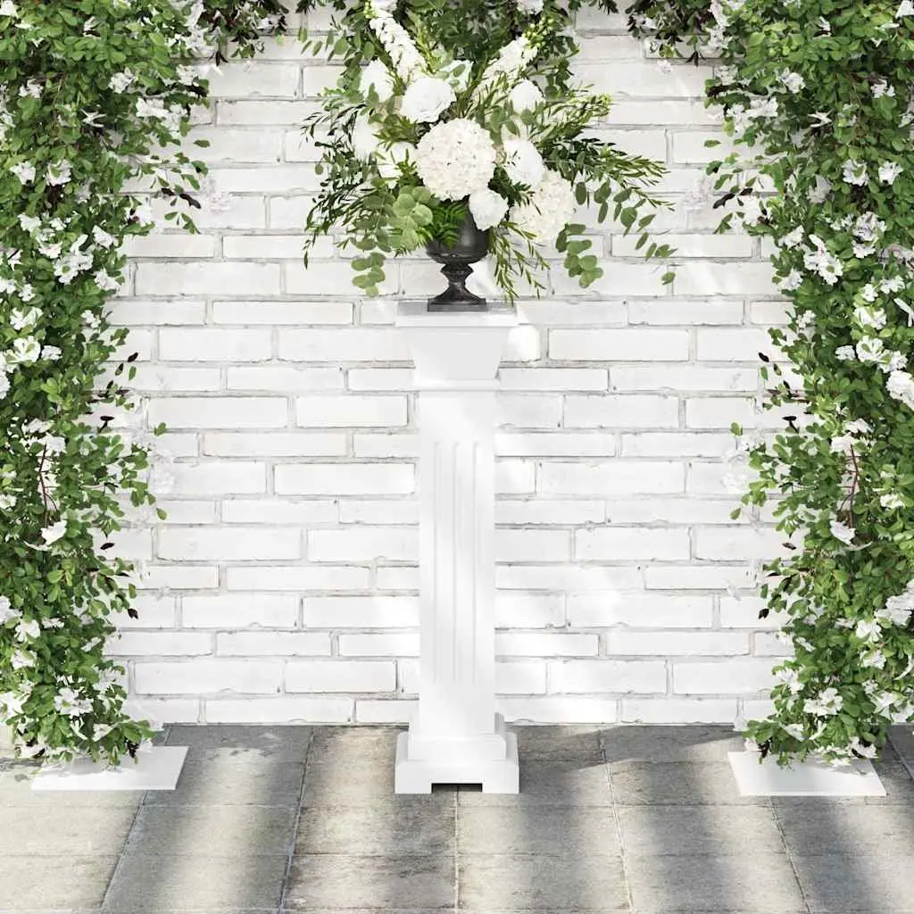 Square Plant Stand White Pillar Display for Indoor Outdoor Use