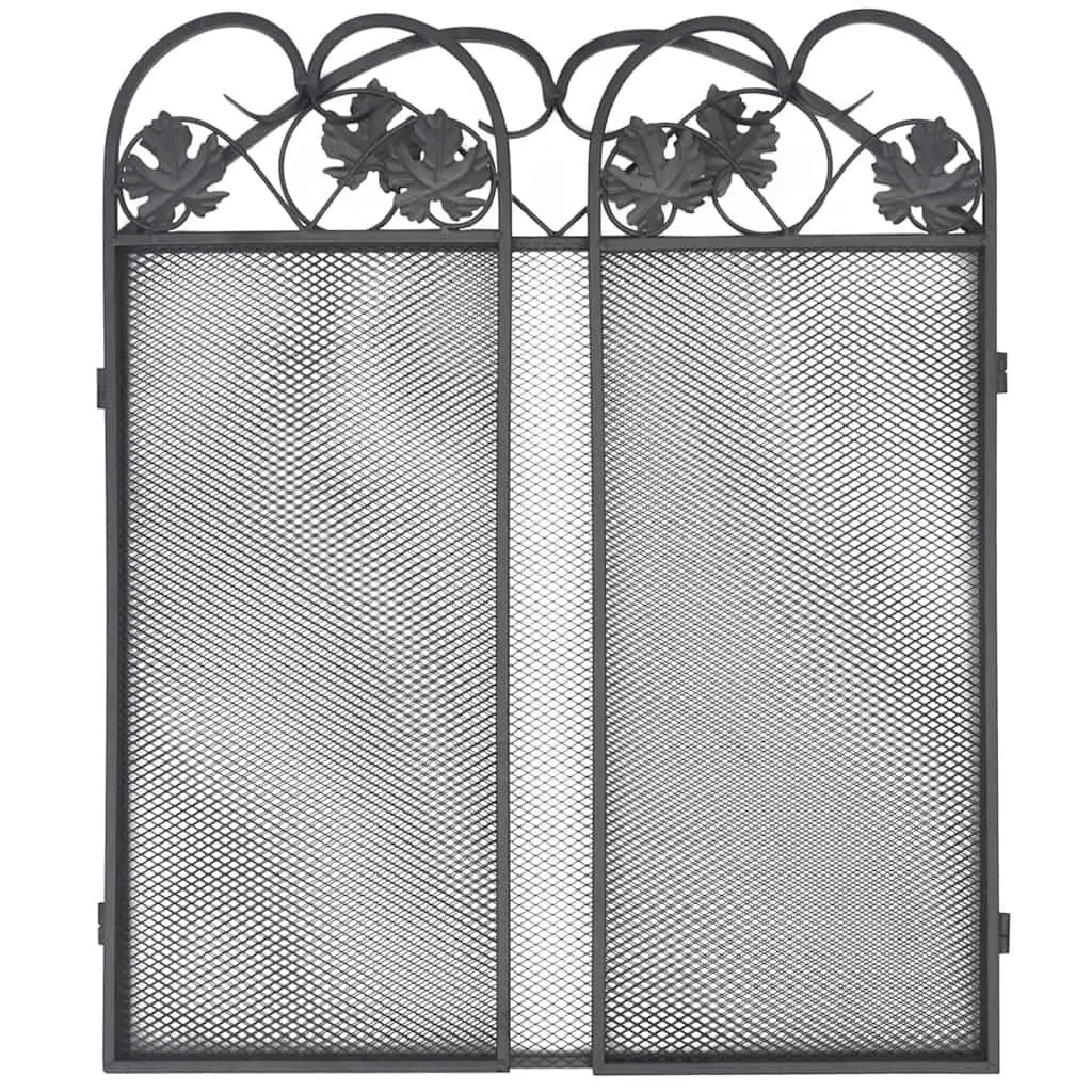 3-Panel Fireplace Screen Black Folding Safety Barrier 61 cm