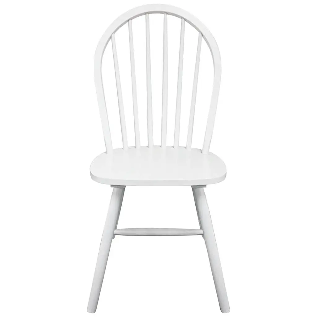 White Dining Chairs Set of 4 Rounded Backrest Rubber Wood Kitchen Room Seating