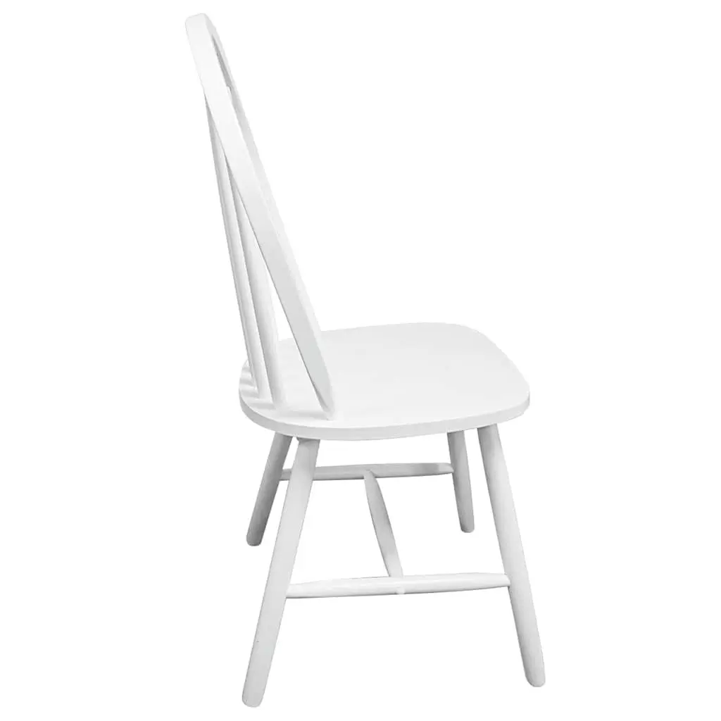 White Dining Chairs Set of 4 Rounded Backrest Rubber Wood Kitchen Room Seating