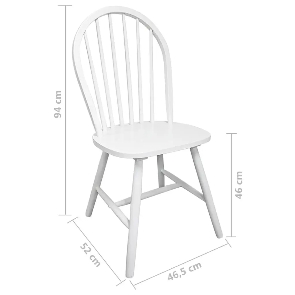 White Dining Chairs Set of 4 Rounded Backrest Rubber Wood Kitchen Room Seating