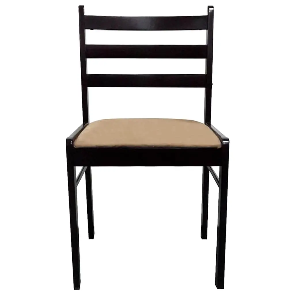 Dining Chairs Set of 2 Brown Rubberwood Padded Velvet Seat