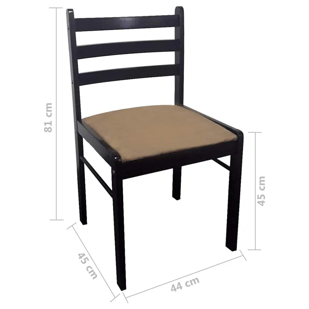 Dining Chairs Set of 2 Brown Rubberwood Padded Velvet Seat