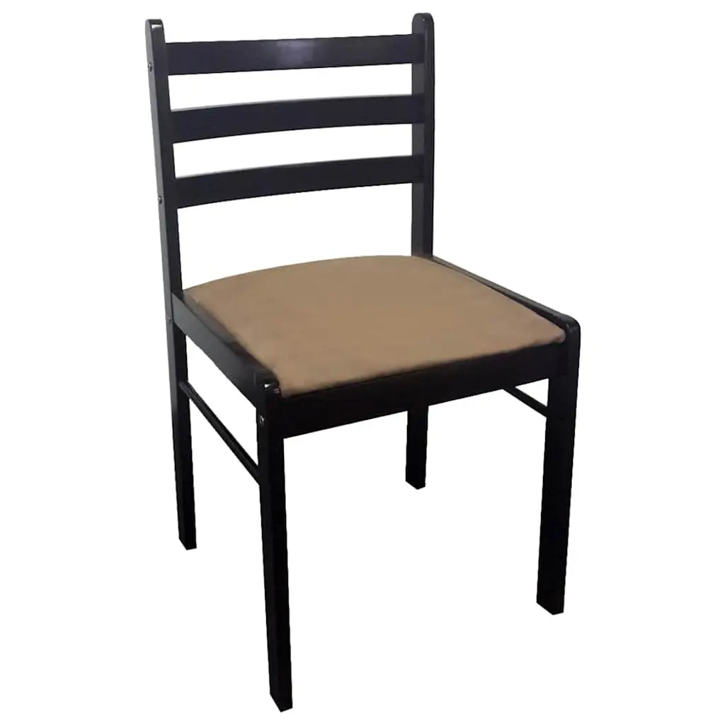 Dining Chairs Classic Style Brown Wooden Frame Padded Polyester Seat Set of 4