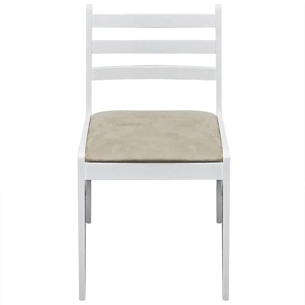 Dining Chairs Set 2 pcs White Solid Rubber Wood Padded Seat