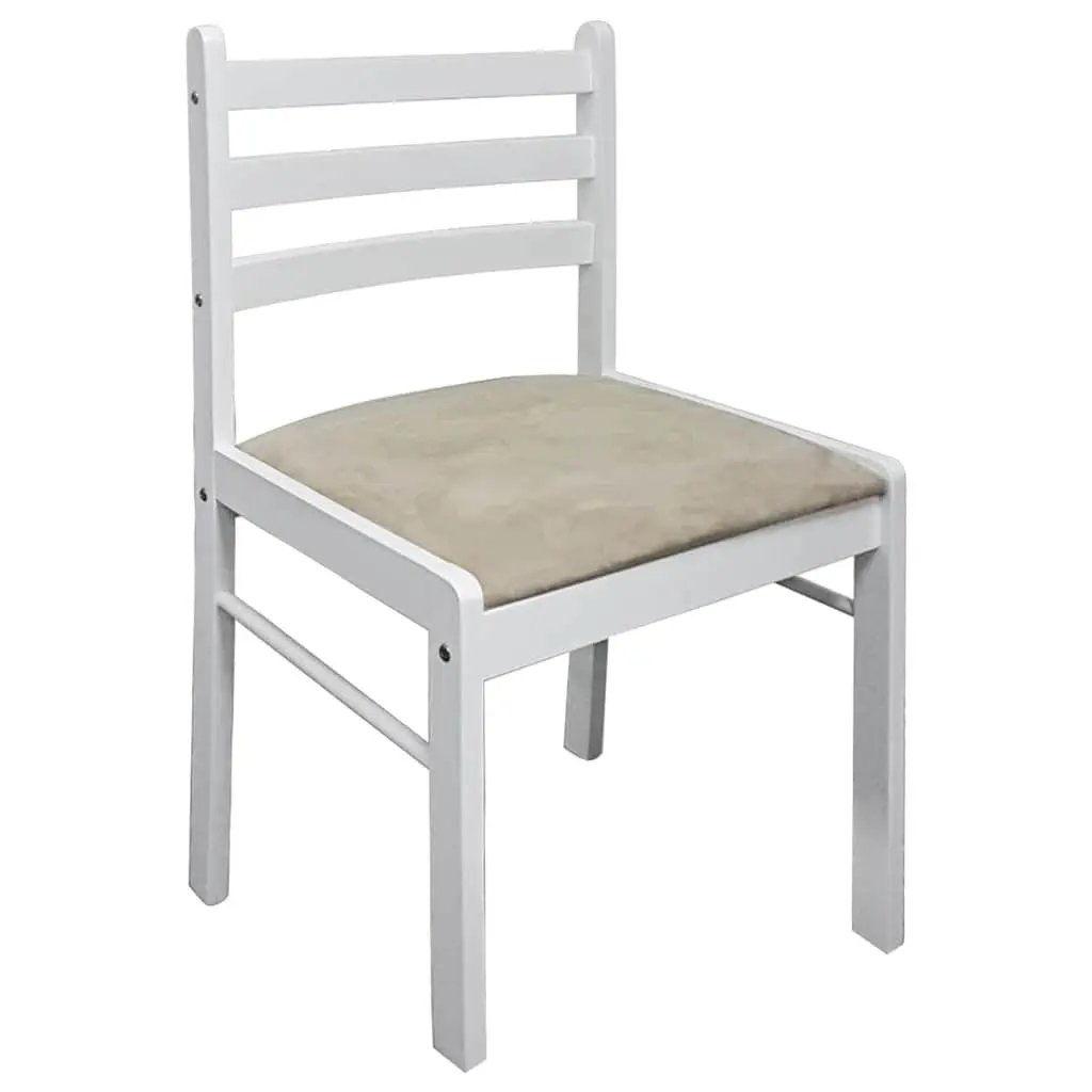 Dining Chairs Set of 4 White Rubberwood Padded Seat Square Backrest
