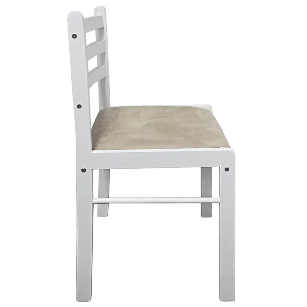 Dining Chairs Set of 4 White Rubberwood Padded Seat Square Backrest