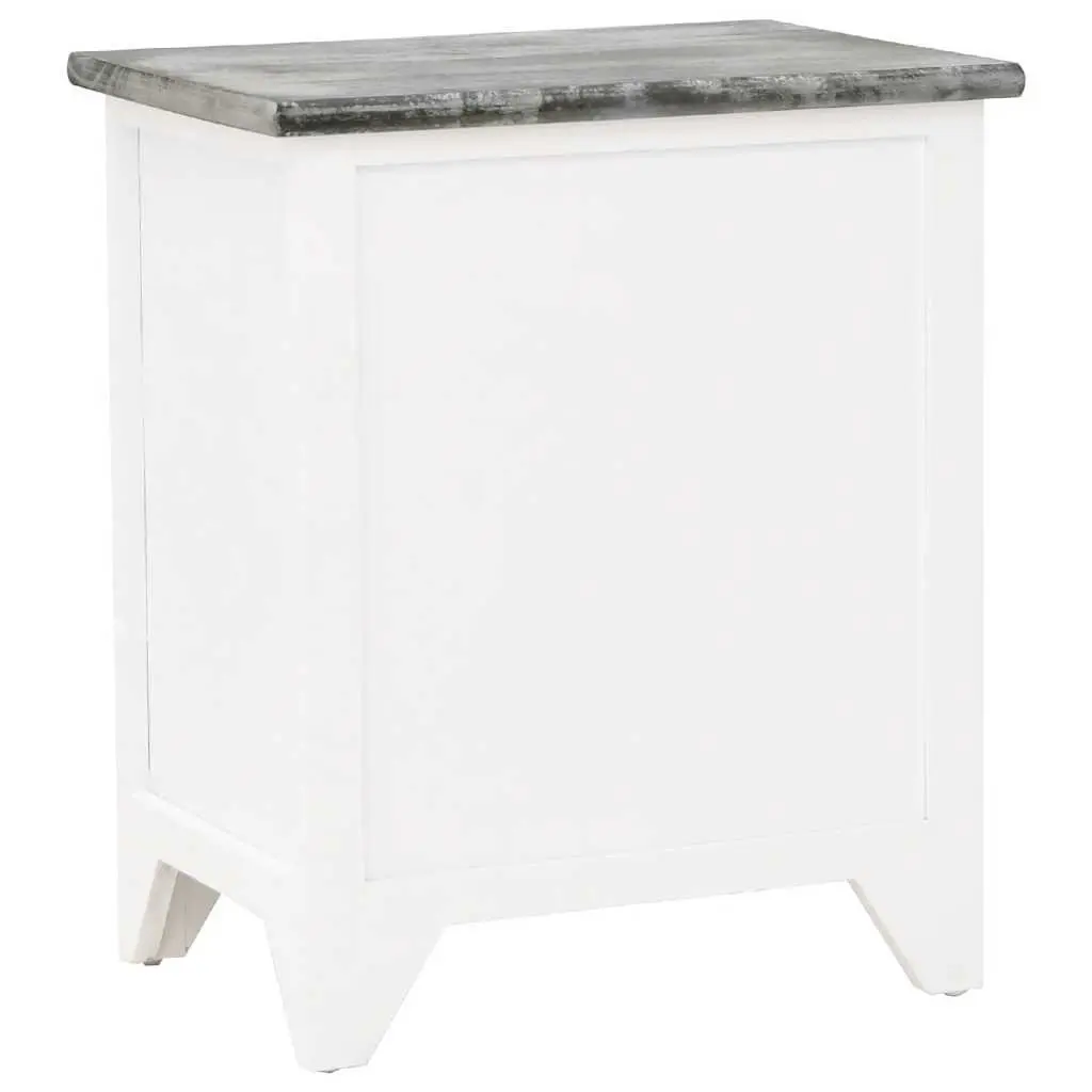 Bedside Table Set Grey White 2 Piece Nightstand Cabinet with Drawers
