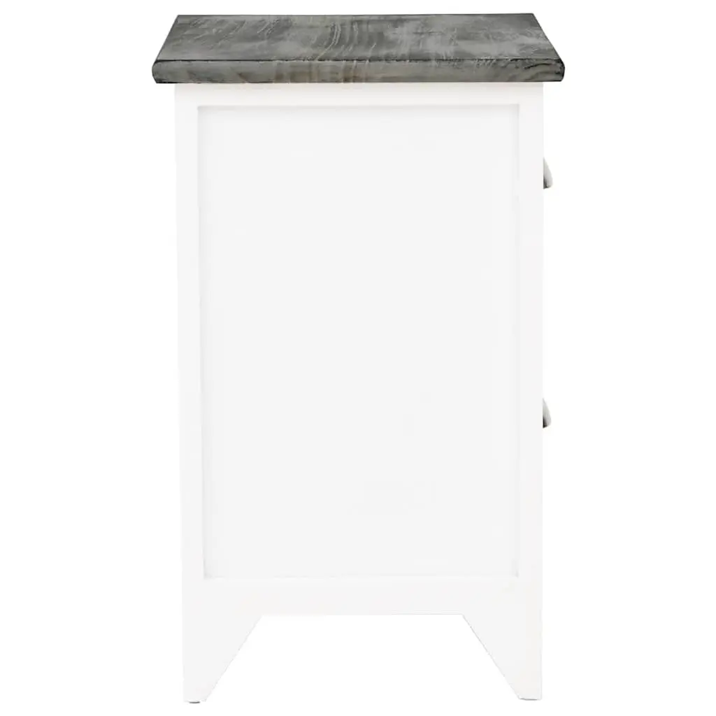 Bedside Table Set Grey White 2 Piece Nightstand Cabinet with Drawers
