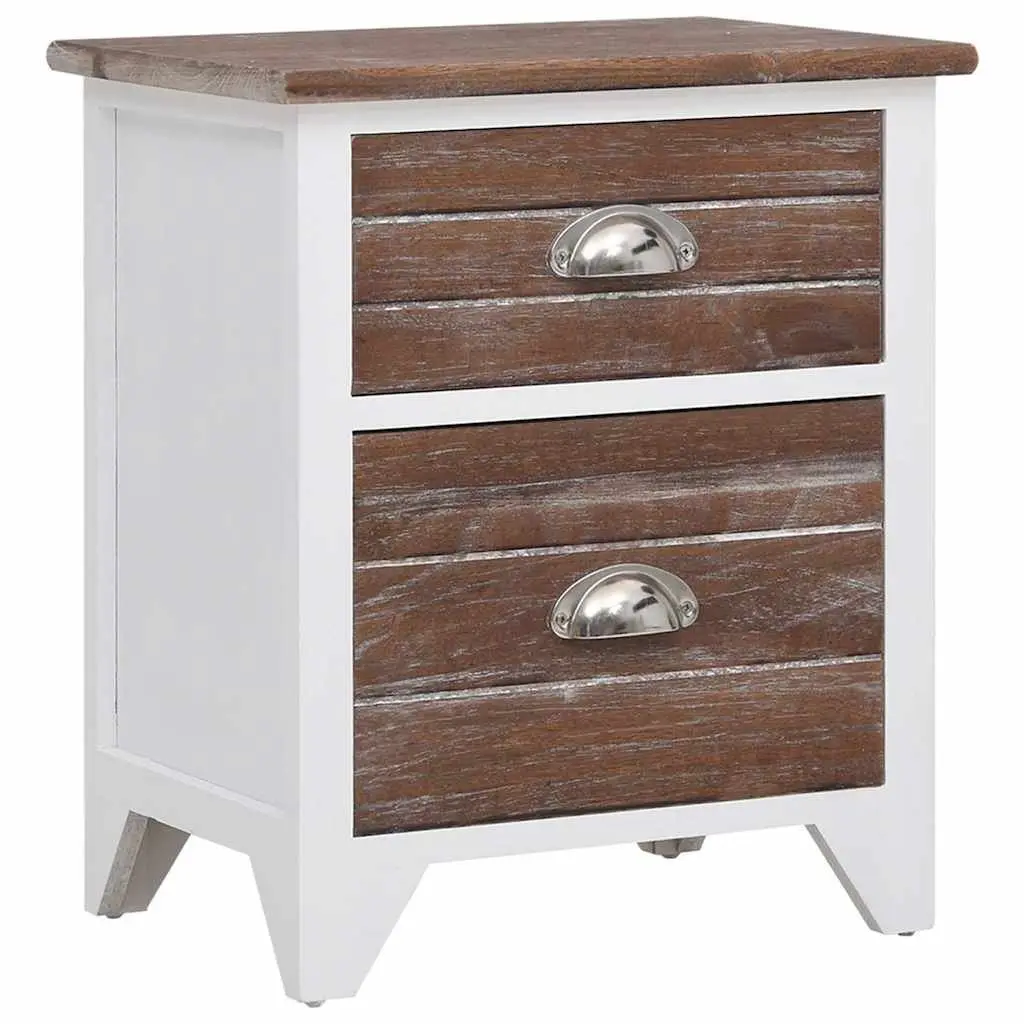 Bedside Tables 2 Drawers Brown White