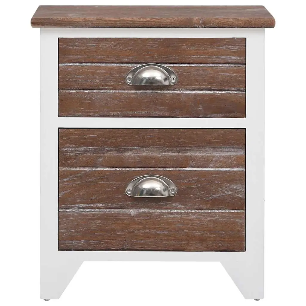 Bedside Tables 2 Drawers Brown White