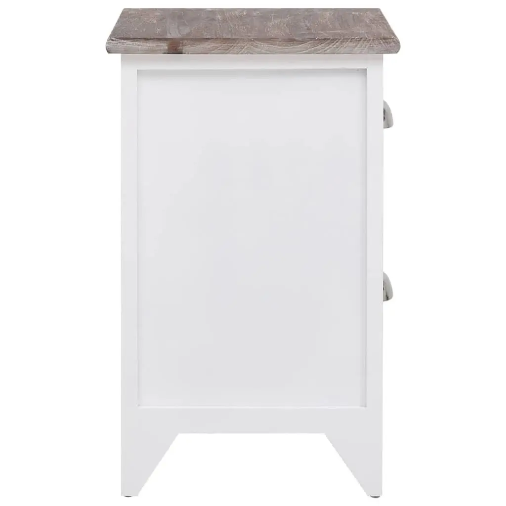 Bedside Tables 2 Drawers Brown White