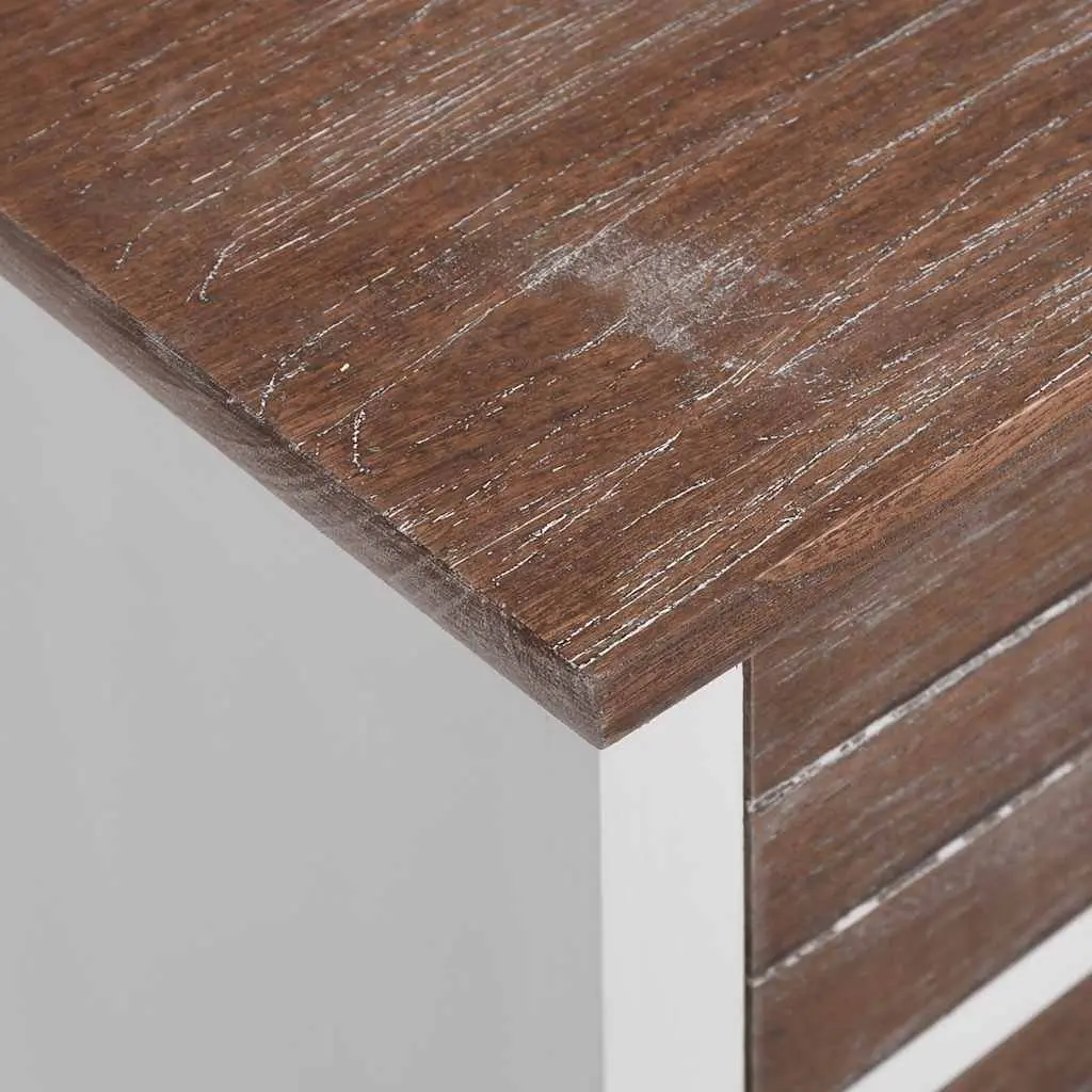 Bedside Tables 2 Drawers Brown White