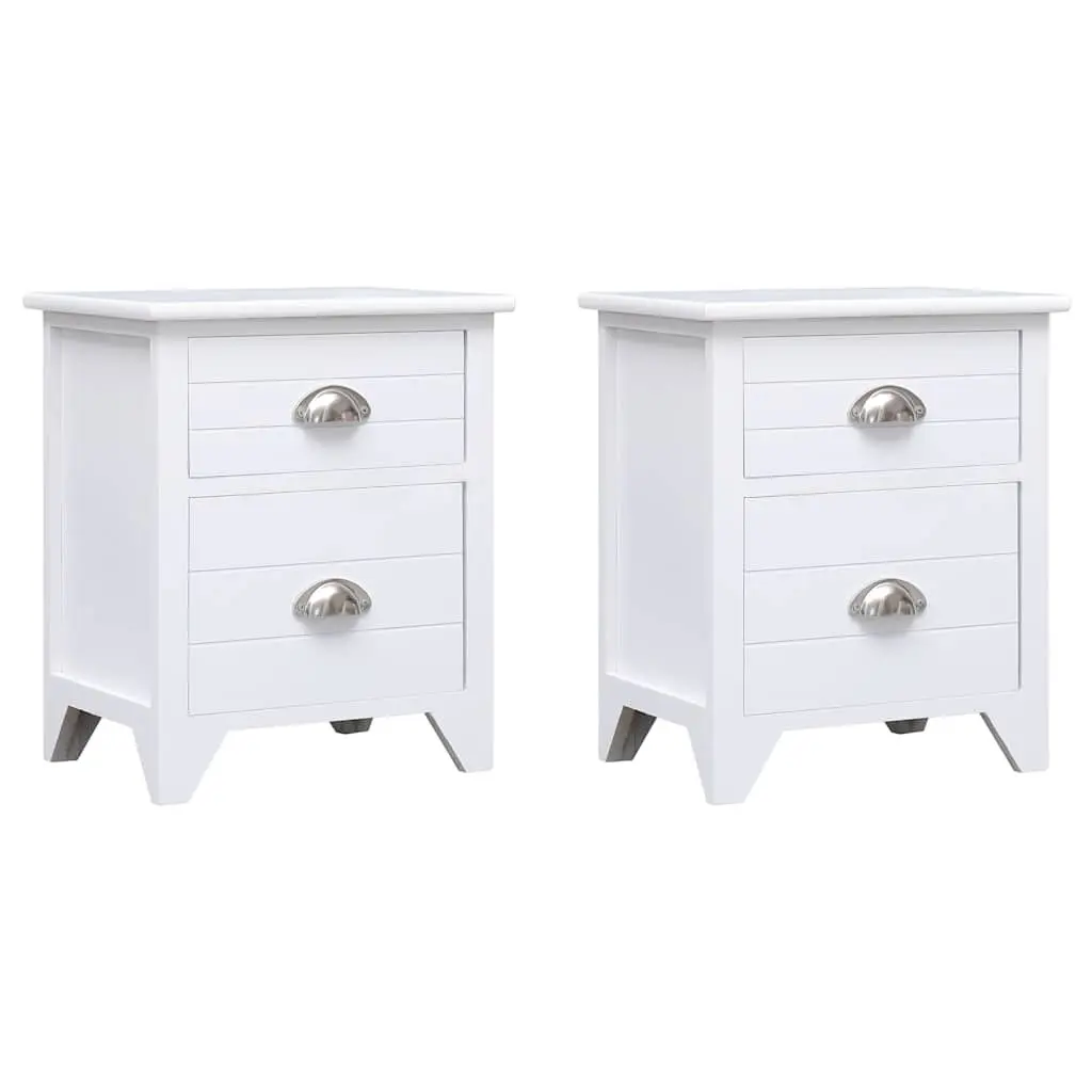 Bedside Tables White Nightstands with Drawers Storage 2 Piece