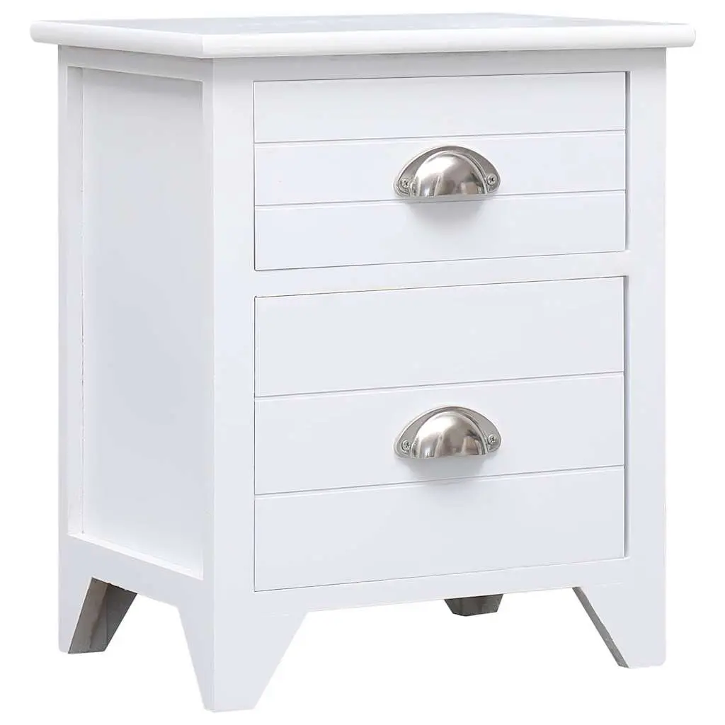 Bedside Tables White Nightstands with Drawers Storage 2 Piece