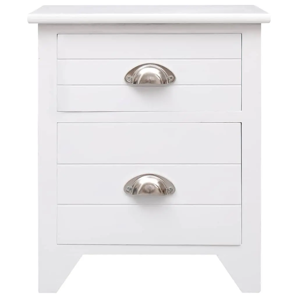 Bedside Tables White Nightstands with Drawers Storage 2 Piece