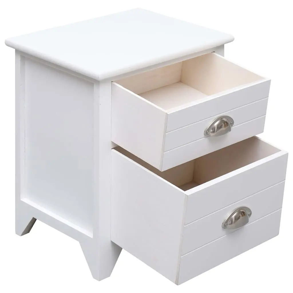 Bedside Tables White Nightstands with Drawers Storage 2 Piece