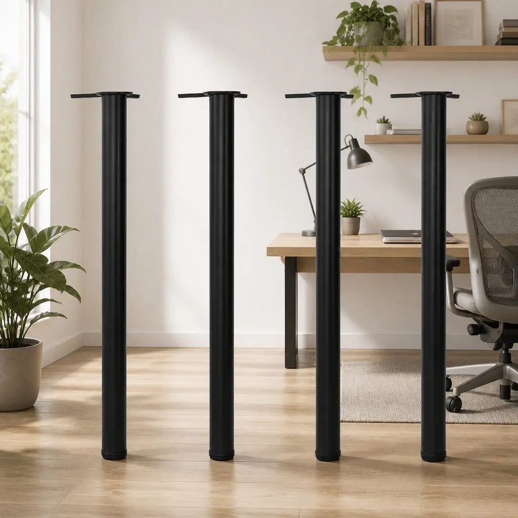 Table Legs Height Adjustable Screw Feet Black 870mm Set of 4