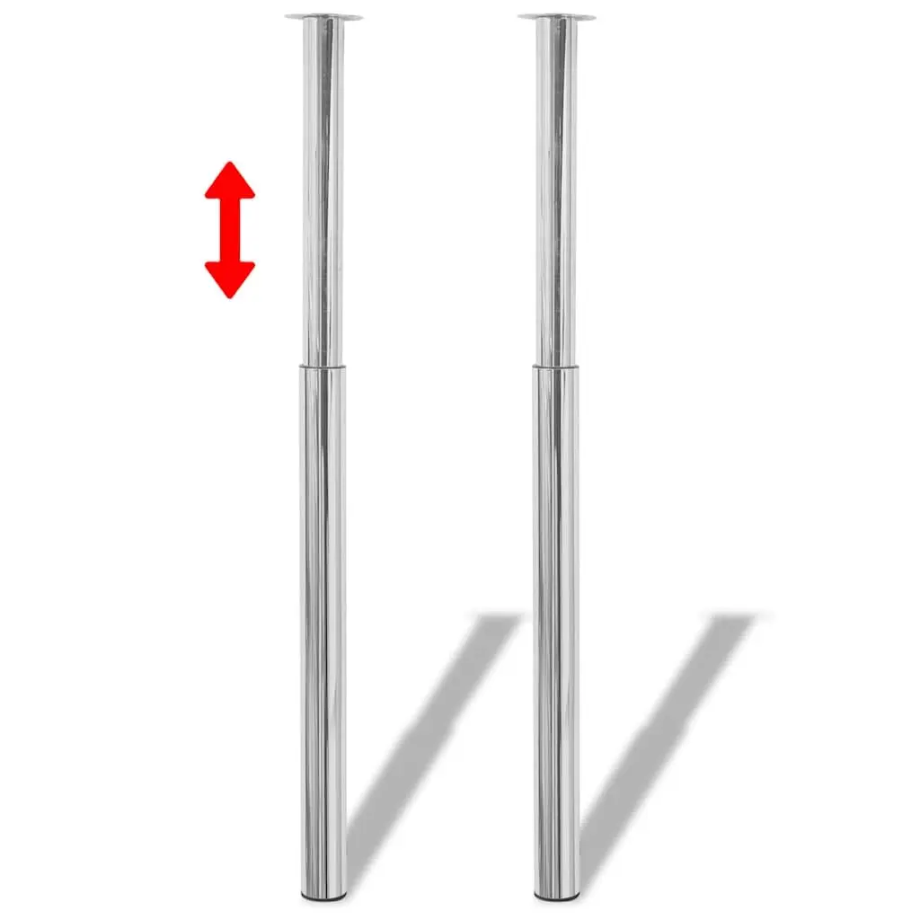 Adjustable Telescopic Table Legs Chrome 710mm to 1100mm Set of 2