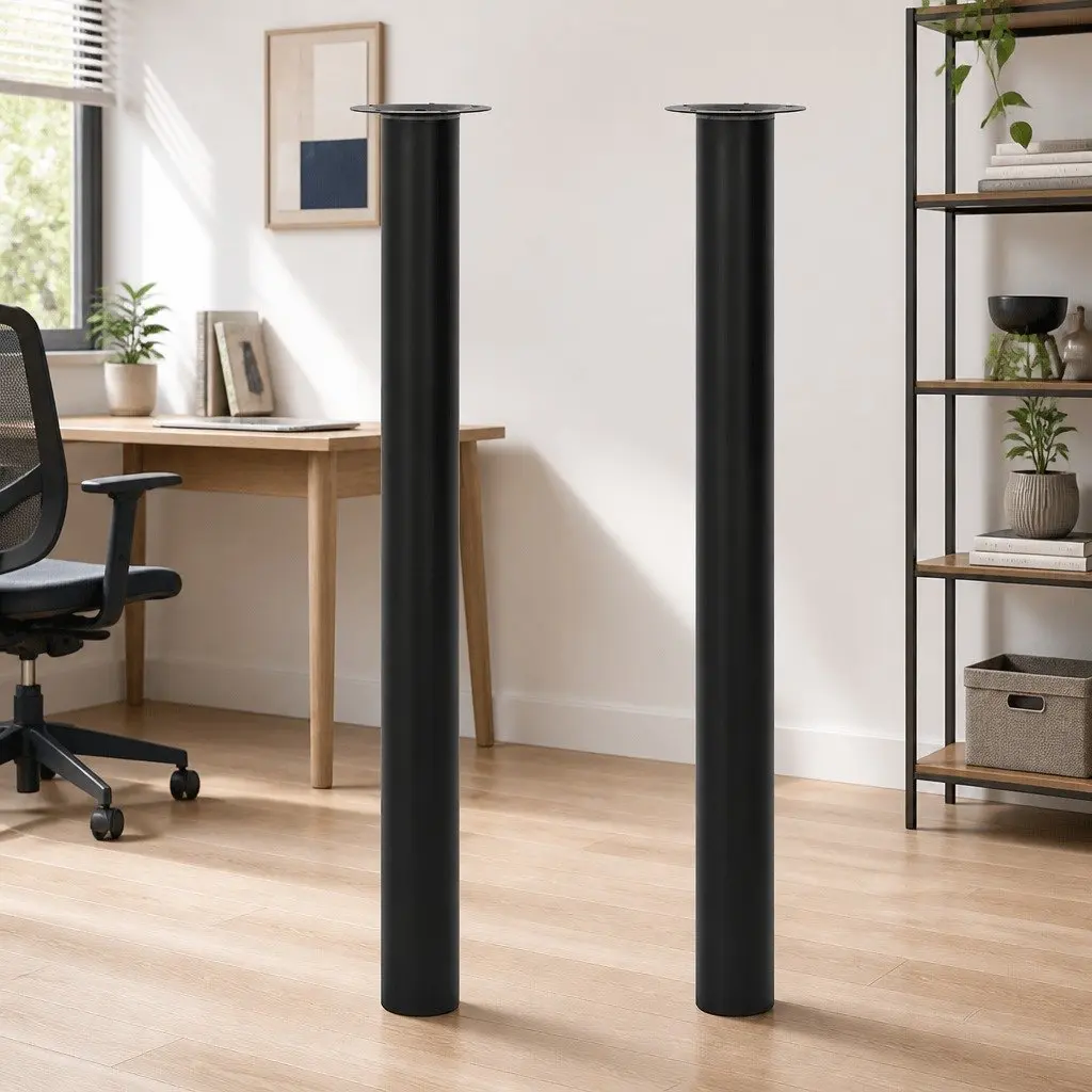 Adjustable Black Telescopic Table Legs Replacement Pair Height Range 710 to 1100 mm