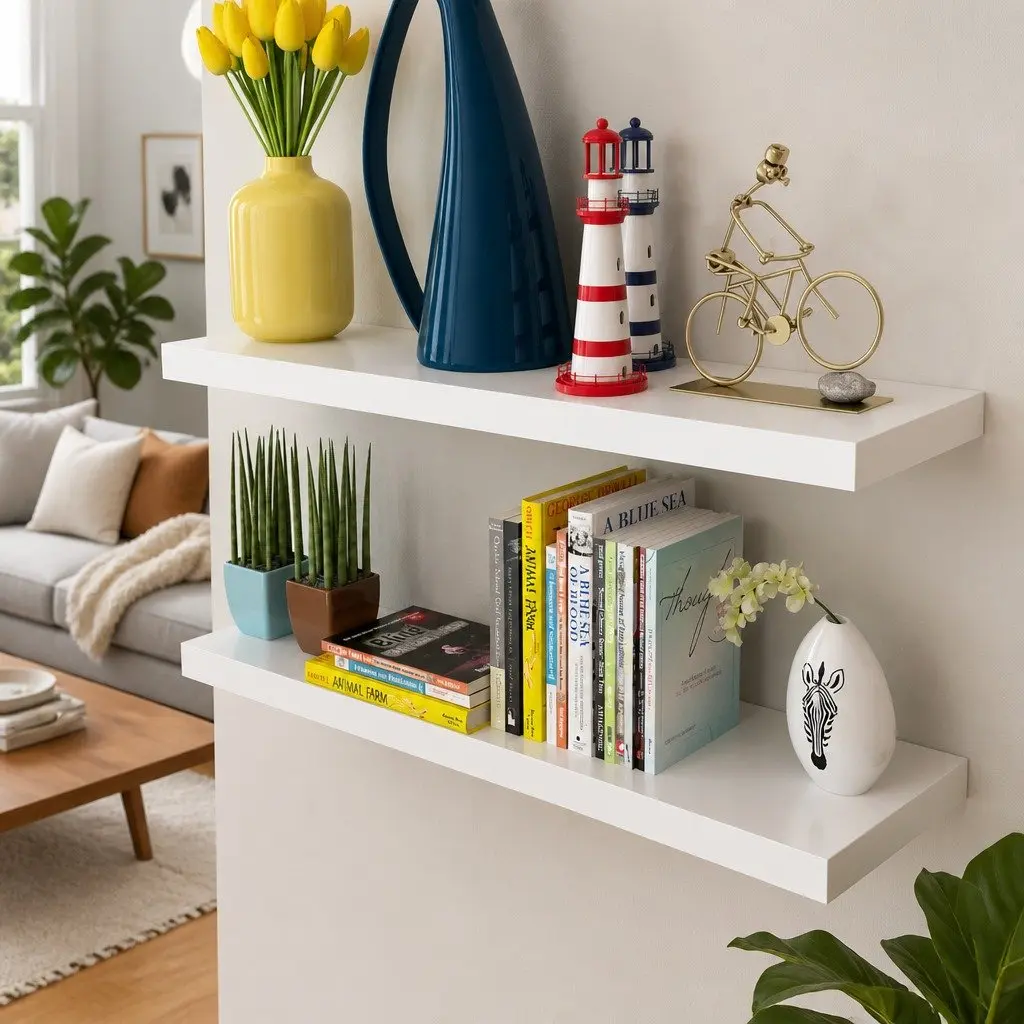 Floating Shelves for Displaying Books and Collectibles
