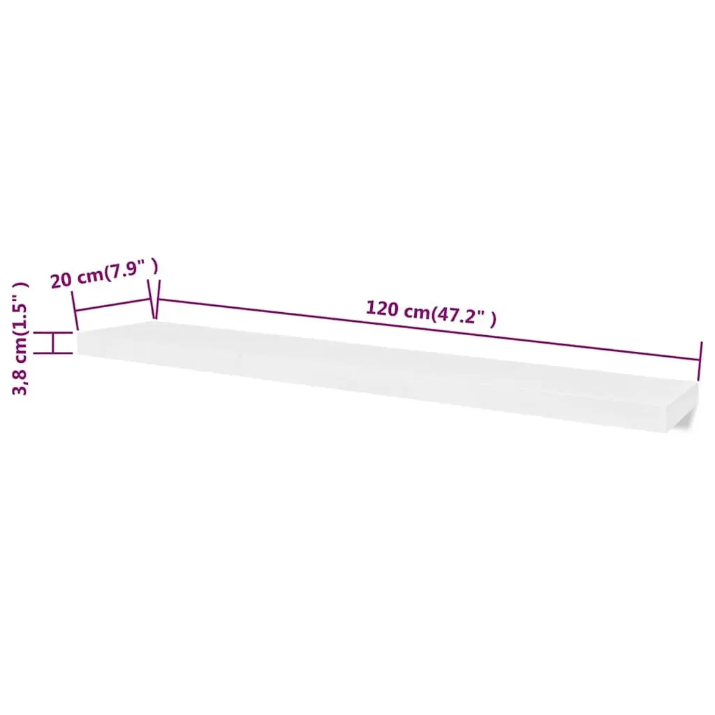Floating Wall Shelves Set of 2 White MDF Display Storage Ledge