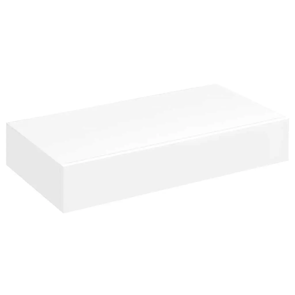 White Floating Shelf with Drawer Storage