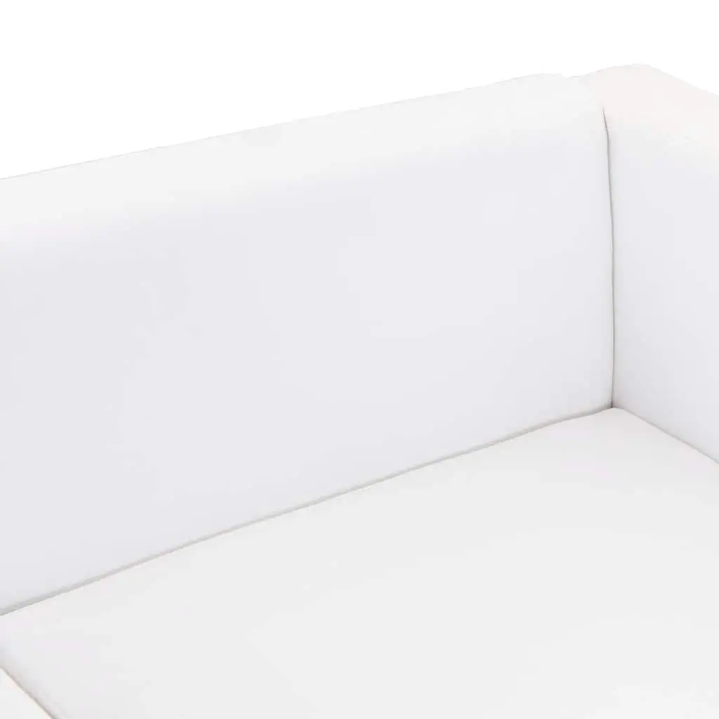 Lounge Couch White Artificial Leather 2-Seater Padded Cushions Wide Seating