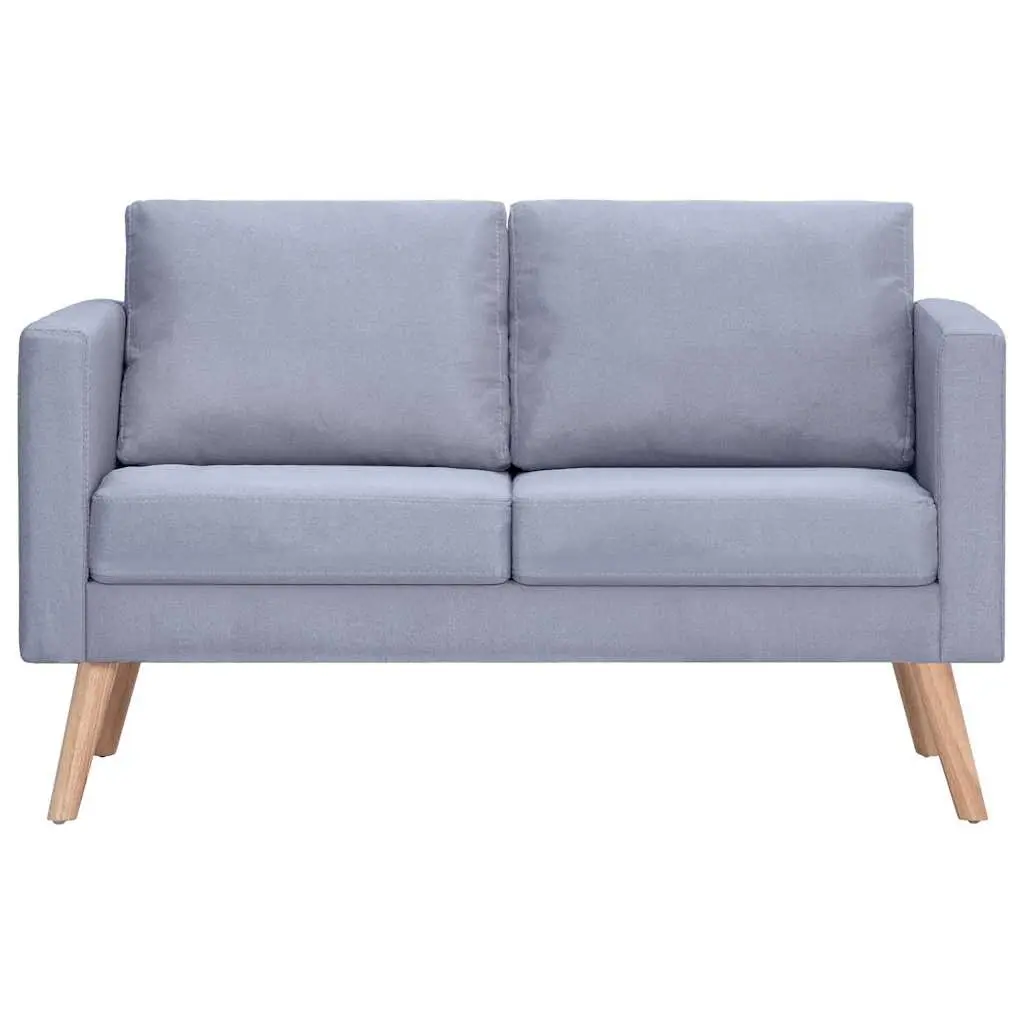 Grey Fabric Couch 2-Seater Wide Seating Area Thickly Padded Cushions Removable Covers