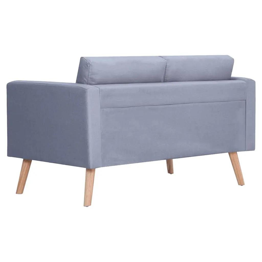 Grey Fabric Couch 2-Seater Wide Seating Area Thickly Padded Cushions Removable Covers