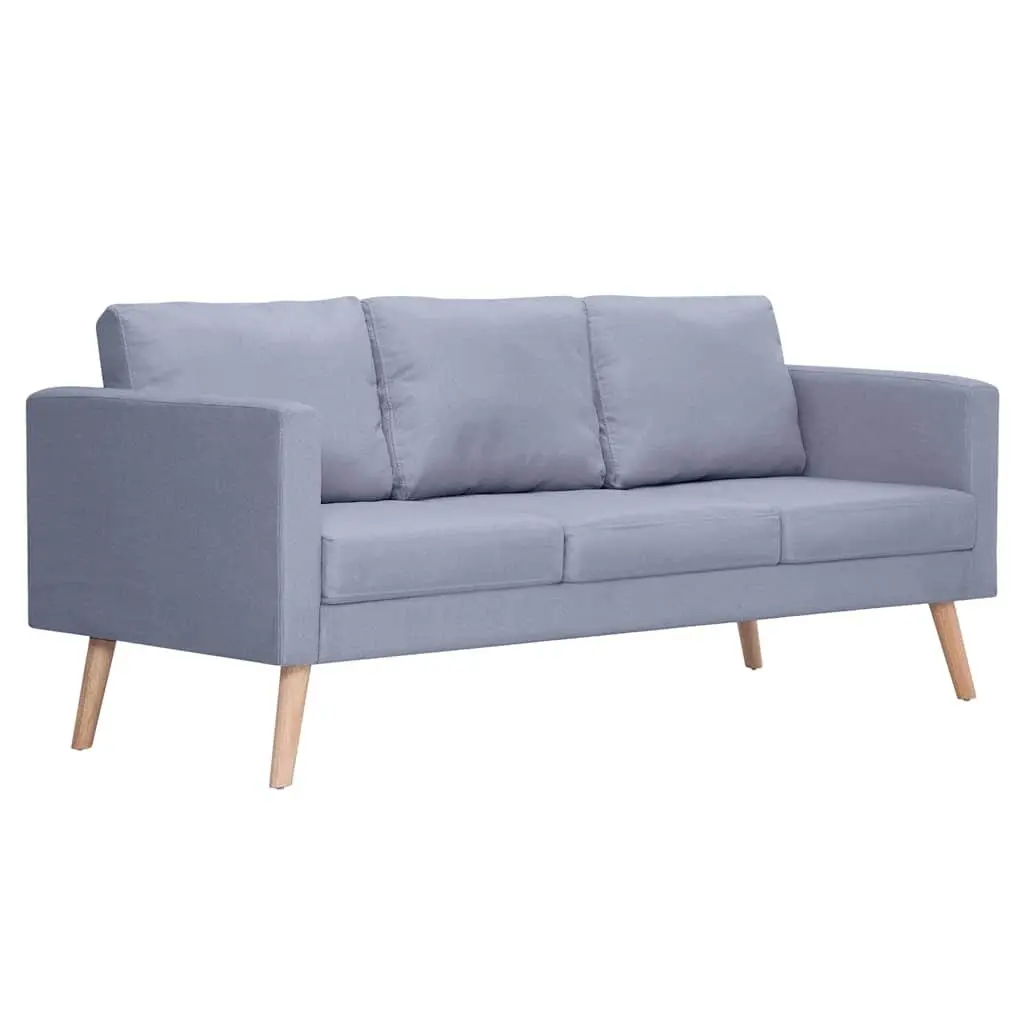 3-Seater Sofa Grey Fabric Couch Removable Cushion Covers