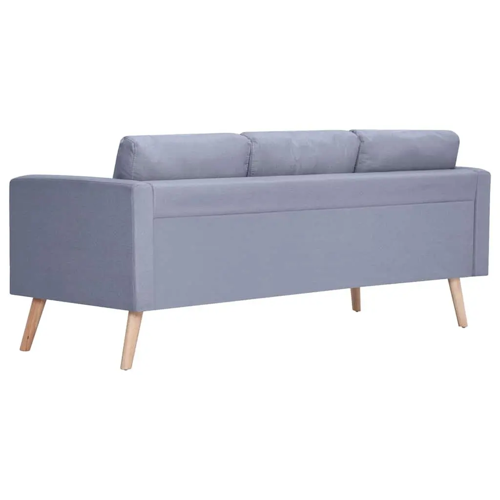 3-Seater Sofa Grey Fabric Couch Removable Cushion Covers