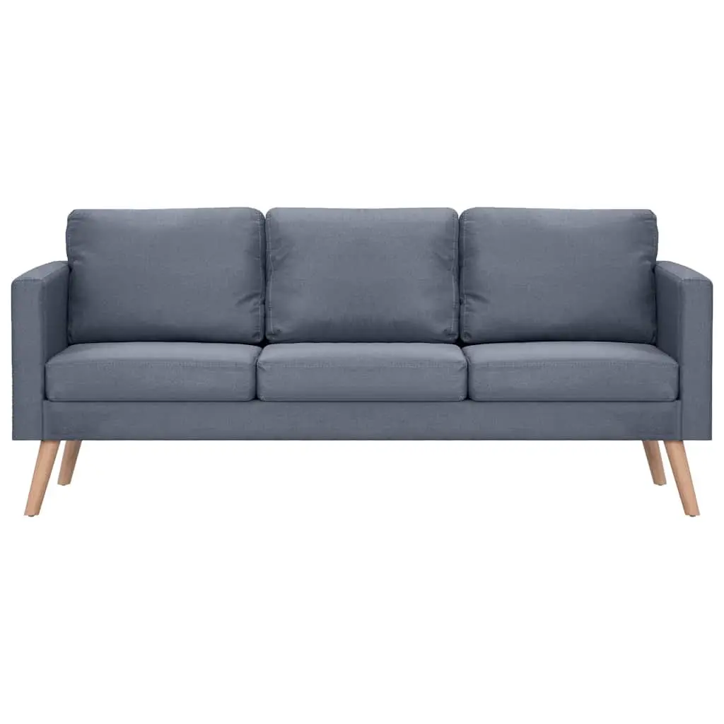 3-Seater Sofa Grey Fabric Couch Padded Cushions Removable Covers