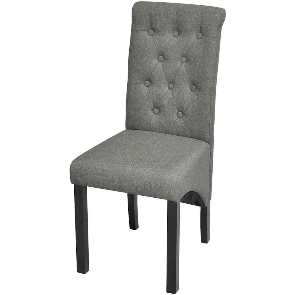 Dining Chairs Set of 2 Light Grey Upholstered Kitchen Seating with Wooden Legs
