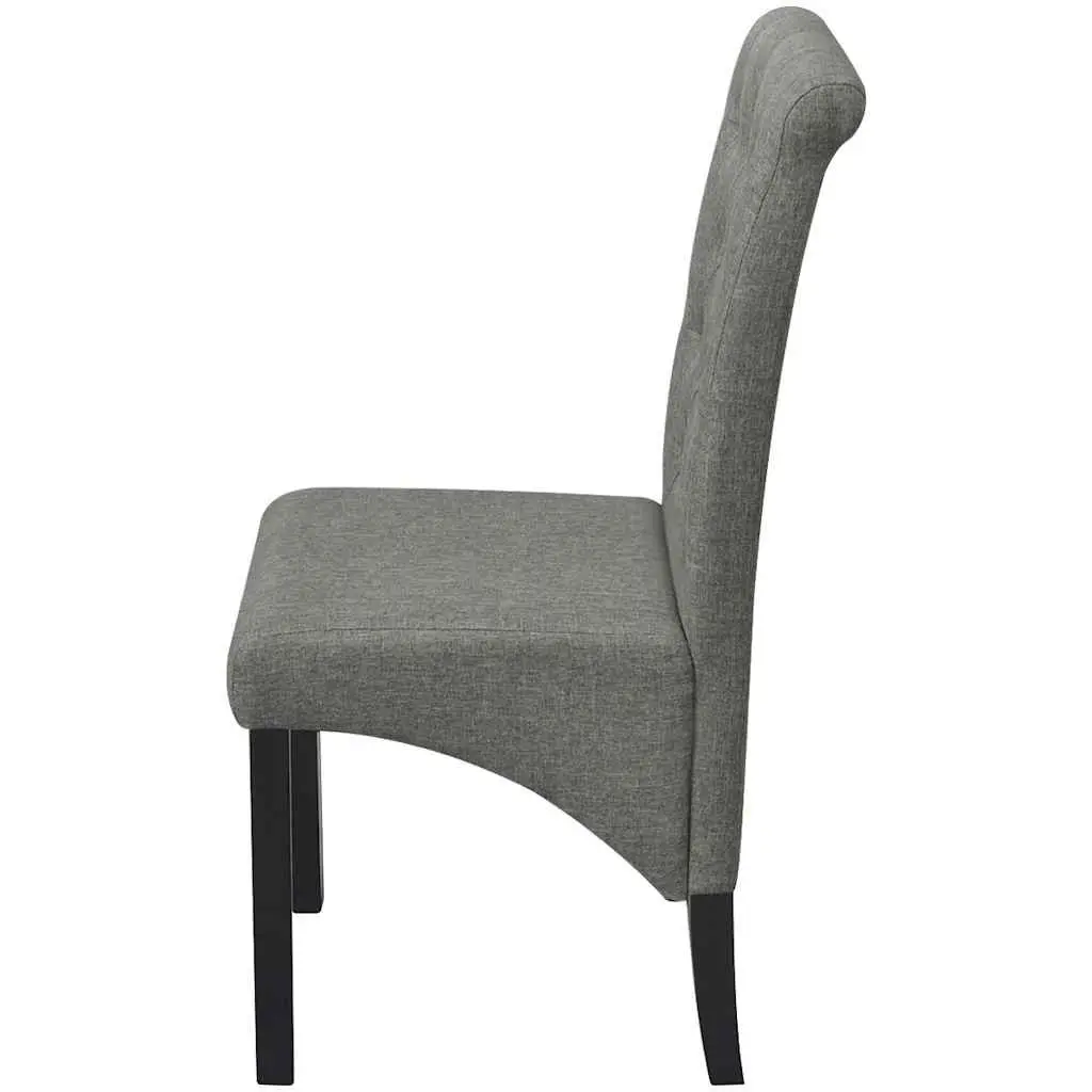Dining Chairs Set of 2 Light Grey Upholstered Kitchen Seating with Wooden Legs