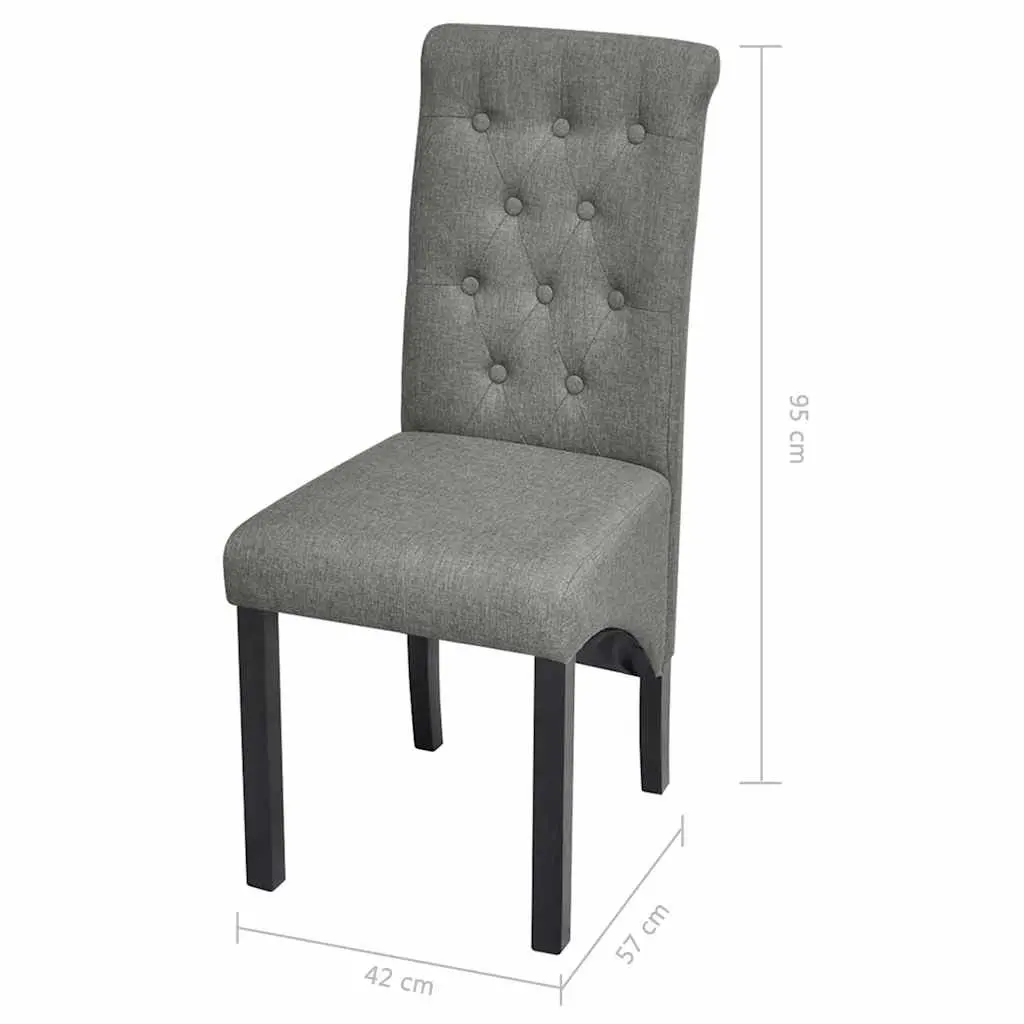 Dining Chairs Set of 2 Light Grey Upholstered Kitchen Seating with Wooden Legs