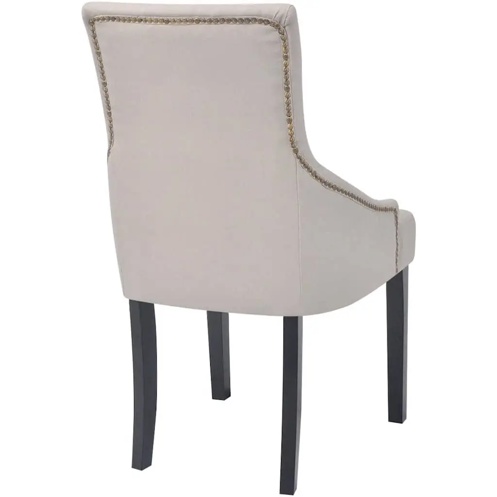 Dining Chairs Cream Fabric Armrests Padded Seat Backrest 2 Piece