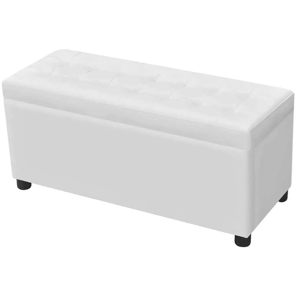 White Storage Ottoman with Hidden Compartment