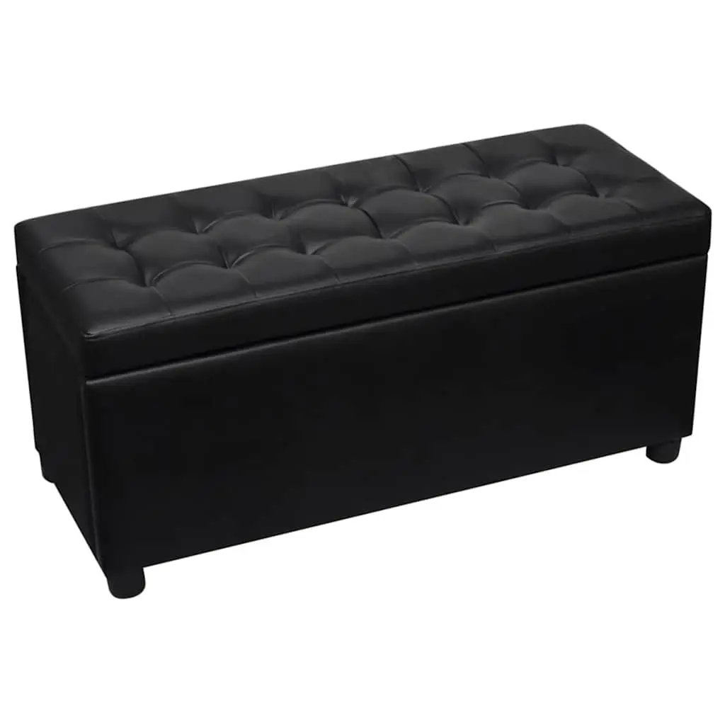 Storage Ottoman Black Faux Leather Extra Seating 30 Inch