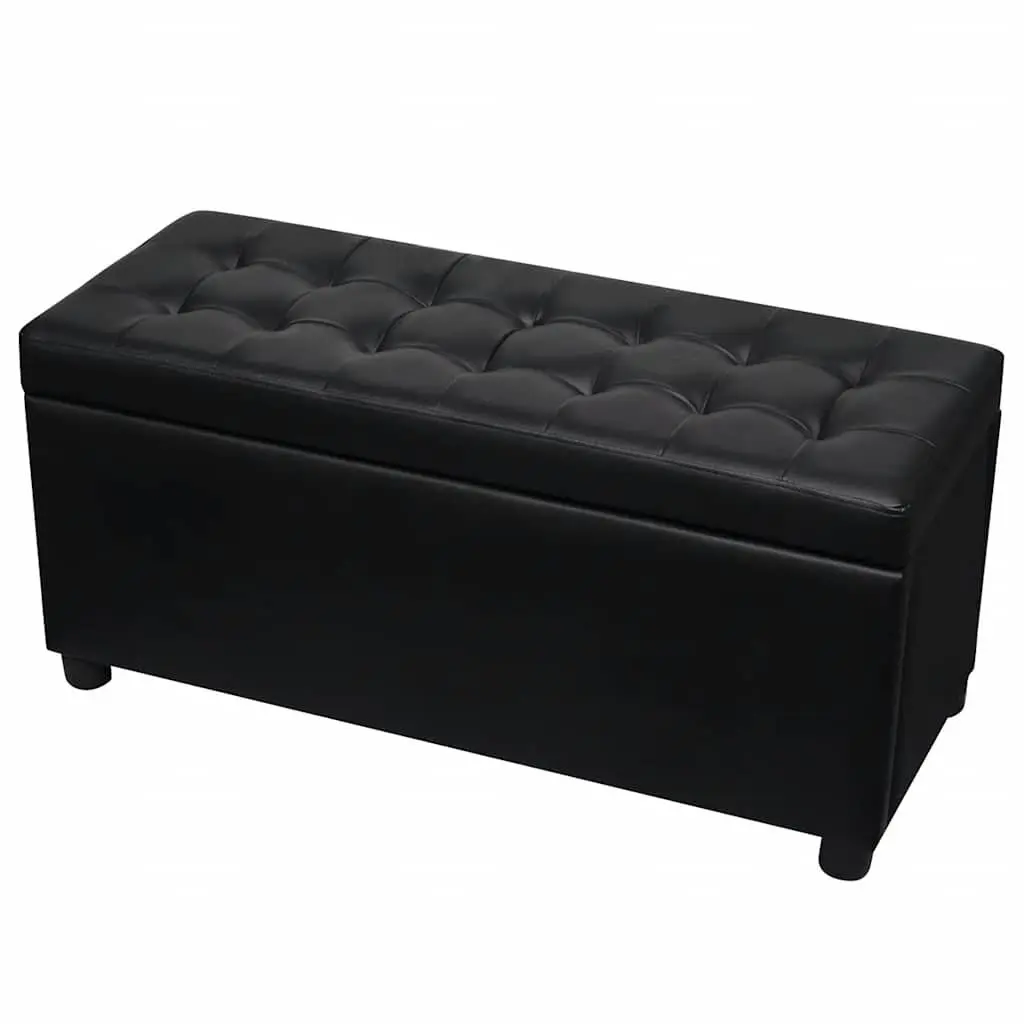 Storage Ottoman Black Faux Leather Extra Seating 30 Inch